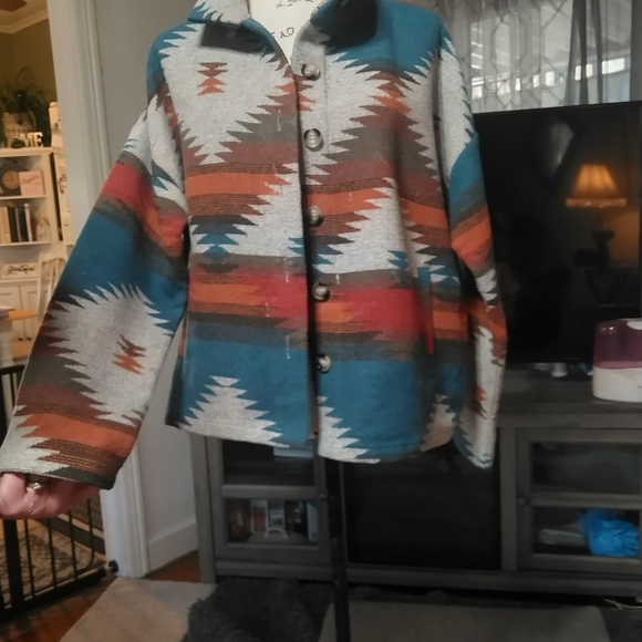 Blue B Aztec Patterned Blazer,Med - Picture 3 of 5